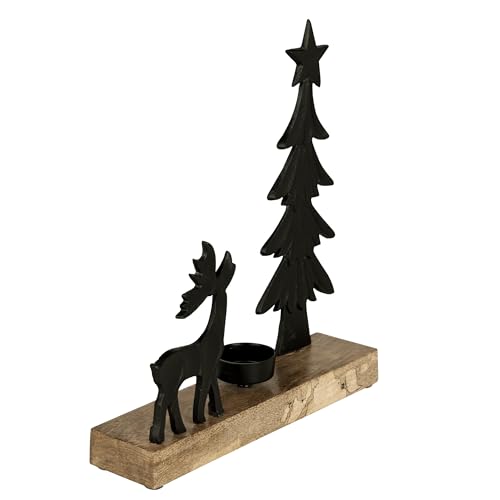 EGLO LIVING Teelichthalter mit Deko Rentier Baliguian, Weihnachtsdeko...