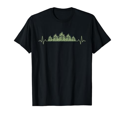 Outdoor Naturliebhaber Wald Bäume Herzschlag Natur T-Shirt, Herren, Schwarz, L
