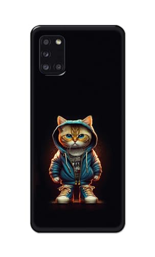 Image of PRINTFIDAA Printed Hard Back Cover Case for Samsung Galaxy A31 Back Cover (Hipster Cat) -112
