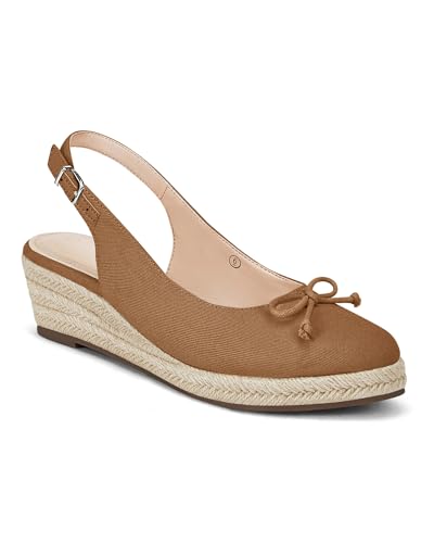 Image of Womens Closed Toe Espadrilles Wedges Shoes Platform Slingback Mid Low Heel Canvas Bow Dress Sandals