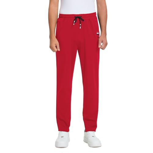 FGFD&OU Jogginghose Herren Sporthose Lang Baumwolle Freizeithose Trainingshose Männer Fitness Joggers Sport Hosen Sweatpants Laufhose Yogahose Sweathose (Rot, L)