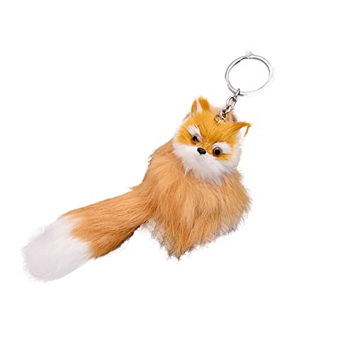 Uposao Mini Plush Keychain, Fluffy Plush Fox Keychain Pendant Cute Animal Toy Key Ring Car Key Chain Key Ring Charm Pendant Creative Gifts Mobile Phone Bag for Women Ladies Girls