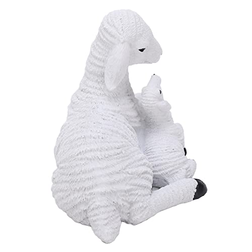 Figura de Oveja Madre e Hijo de Resina Pintada a Mano miniatura 7