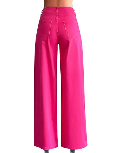 roswear Women’s Baggy Wide Leg Jeans Boyfriend Trendy High Waisted Ripped Stretchy Denim Jeans2