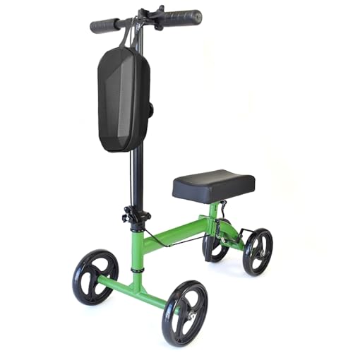 シルバーカー シート付き 歩行器 手押し車 コンパクトな全地形対応ニースクーター 大人用 歩行補助具 歩行車 ローリングニーウォーカー 足の怪我に 大人用 松葉杖の代替品として最適