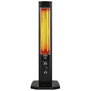 KUMTEL Infrarood Staande Verwarming met thermostaat, infarotverwarming voor binnen en buiten, 2 warmtestanden, standapparaat, draagbaar, elegant design, 1200 watt, zwart