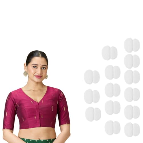 Image of Studio Shringaar Women's Handloom Cotton Silk Readymade Saree Blouse with Underarm Sweat Pads (Pack of 14 Pads)