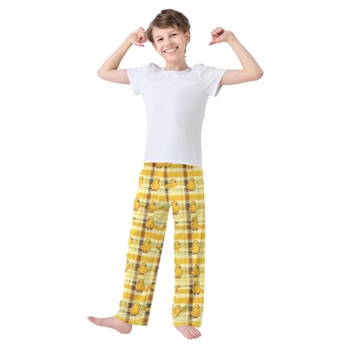 Pajama Bottoms, Ducks on Plaid Pattern Sleeping Pant Lounge Wear Pajamas Long Pants Sleepwear Pjs2