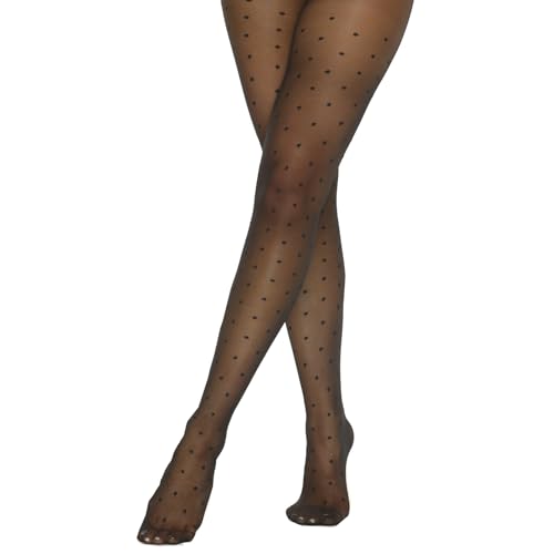 Patterned Tights for Women Sheer Pantyhose Black 20 Denier,Leopard,Polka Dots,Hearts