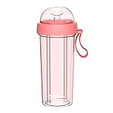 YYDSJFM Creative Water Cup,One Cup of Two Different Drinks Two Straws Couple Outdoor Drinking Cup for Camping Hiking Backpacking Travel Office