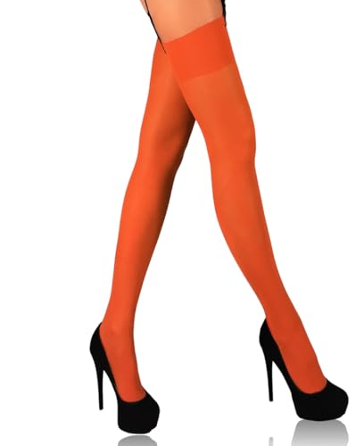 Image of Mila Marutti Orange Thigh High Stockings | Garter Belt Stockings 40 Denier | Made in EU - Orange, S