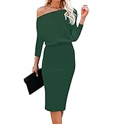 REVETRO Women's Off The Shoulder Dresses Short Sleeve Casual Summer Bodycon Party Pencil Midi She...