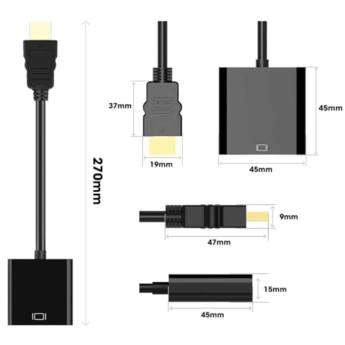 Image of OG X NEXSA HDMI to VGA Adapter Converter with Audio Gold Plated High-Speed 1080p Male to Female Adapter with Micro USB Charging Cable - Compatible with HDTV, Projectors, Monitors - Black