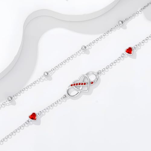 Image of Anklet for Women 925 Sterling Silver Double Infinity Ankle Bracelet Waterproof Summer Jewelry Anniversary Birthday Gifts for Her