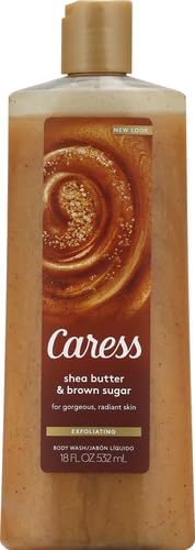 Image of Caress Exfoliating Body Wash for Everyday Use Shea Butter & Brown Sugar 18 oz
