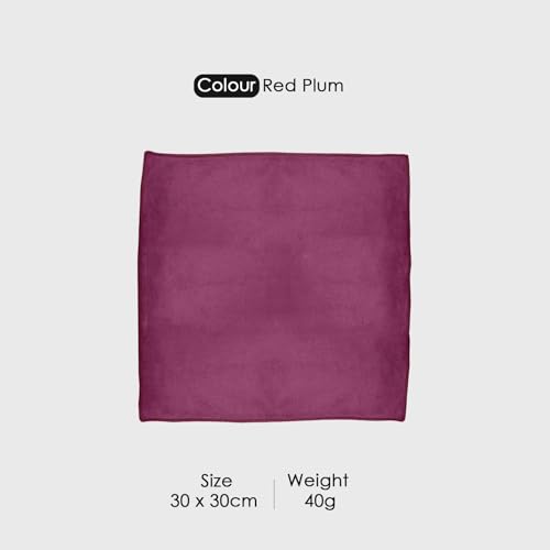 Image of HOUSSE Microfiber Face Towels | Ultra Absorbent, Odour-Free, Quick Dry 550 GSM Face Towel for Home, Gym, Travel, Running and Personal Use | 30x30 cm | Set of 4 in One Colour (Red Plum, Pack of 4)