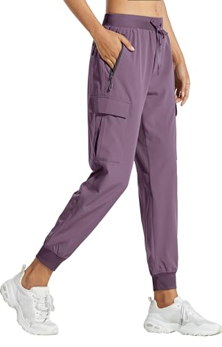 Libin Women's Cargo Joggers Lightweight Quick Dry Hiking Pants Athletic Lounge Casual Travel, Vintage Purple M
