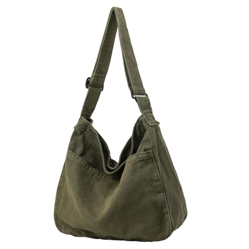 Image of FUOCO Canvas Messenger Bag for Men Women - Vintage Crossbody Sling Bag for Laptop Travel Office College Gym - Aesthetic Shoulder Handbag One Side Tote Bag