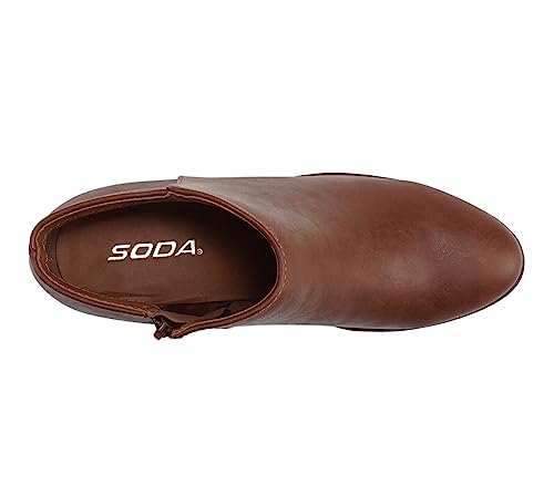Image of Soda Women's Mug Round Toe Faux Suede Stacked Heel Western Ankle Bootie