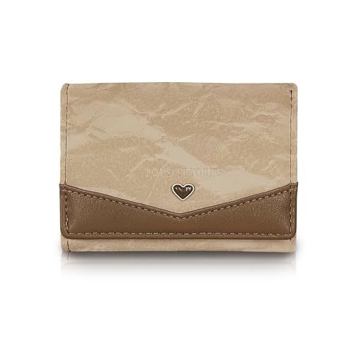 Woman Wallet, PU Leather Card Wallet With Button and ID Card Window Ladies Credit Card Wallet For Cards Cash(Brown)2