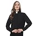 Priest Clergy Shirt for Women Pastor Tab Collar Lady Button Front Clerical Long Sleeve Shirt Black