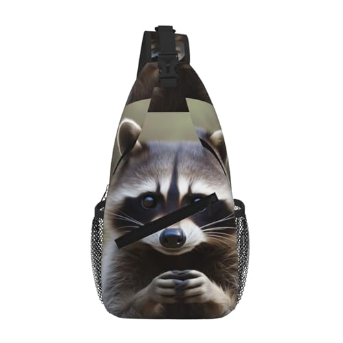 Brusttasche Süßer Waschbär Dreieck Pack Freizeit Stilvoller Geschäft Schultertasche, Für Outdoor, Schule, Radfahren, Fitness