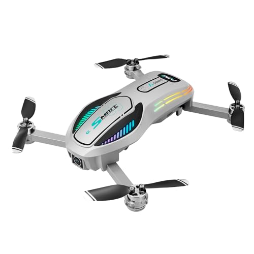 Drohne mit Kamera 4K, GuKKK Mini Drohne mit 2 Kameras HD, Faltbare FPV Drone Live Übertragung, Kamera Elektrisch Verstellbarer mit 2 Batterien,RC Drones WiFi FPV Übertragung Quadcopter (Weiß)