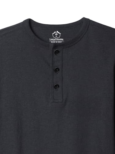 Image of LAZYCHUNKS T-Shirt for Men|Plain Henley Full Sleeve T Shirt|Cotton Blend T Shirt for Men|Men's T-Shirt|Tshirt for Men Stylish|T-Shirts for Men Regular Fit.