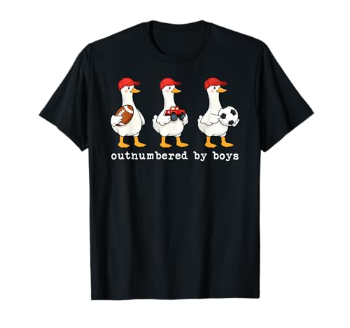 Outnumbered By Boys Funny Mom Goose Family Life T-Shirt