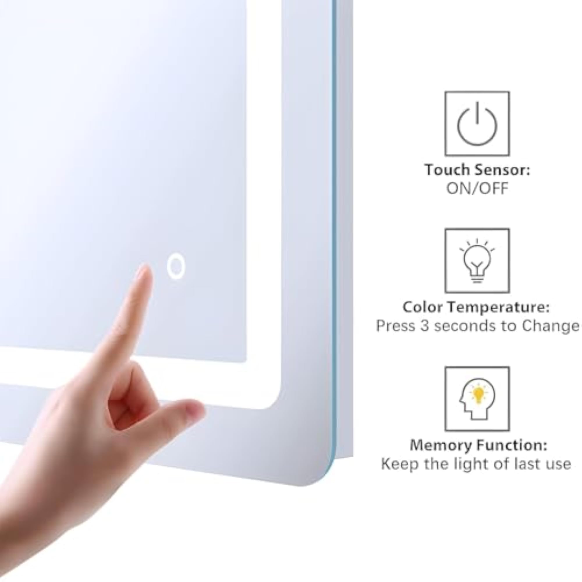 LED Mirror with Touch Sensor for Bathroom Decor