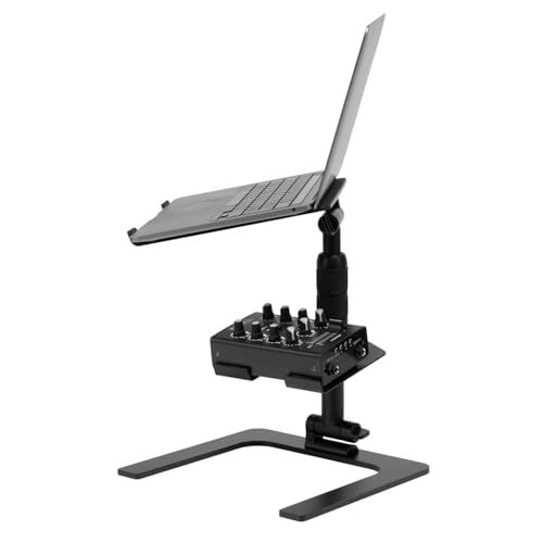 Ibiza - SLAP200 - Doppelständer für Laptop und einstellbares 360° DJ-Pult - Schwarz