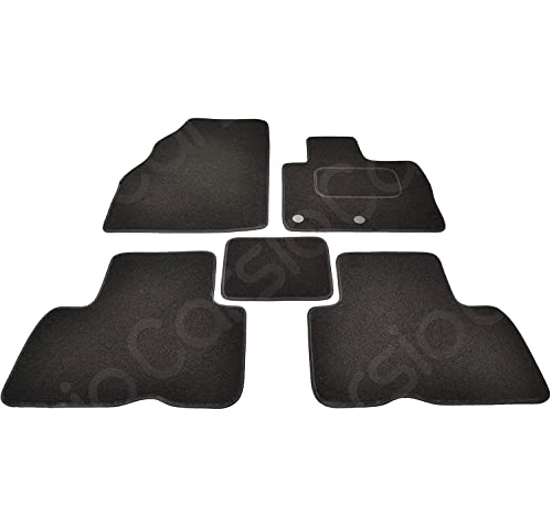 Carsio Carpet Car Mats For Renault Scenic 3 2009 2016 5 Piece Set Tailored Fit Floor Mat Complete Accessory Black Custom Fitted - All Weather, Anti-Slip Backing & Black Trim