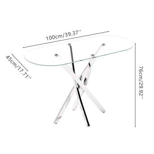 Mesa consola de cristal rectangular con patas cromadas GOLDFAN para recibidor y salon 3