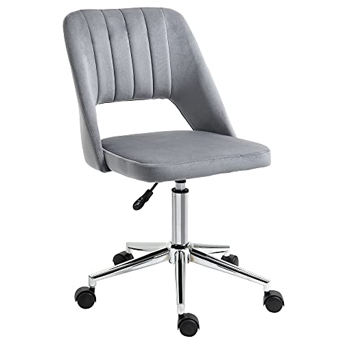 Vinsetto Chaise de Bureau Design Contemporain pivotante 360° Ergonomique Dossier strié aéré Hauteur réglable revêtement Velours 49 x 54 x 91 cm Gris foncé Cover