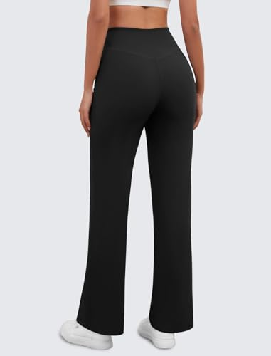 Womens Wide Leg Yoga Pants Crossover Work Dress Pants Lounge Sweatpants Casual Trousers with Pockets3