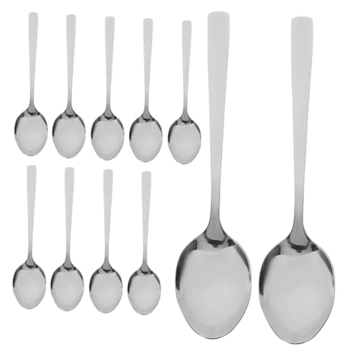 HOMOBABE 12 piezas Cucharas Inoxidable de Diseño Ergonómico para Uso Diario para Comidas Fáciles de Limpiar y Resistentes
