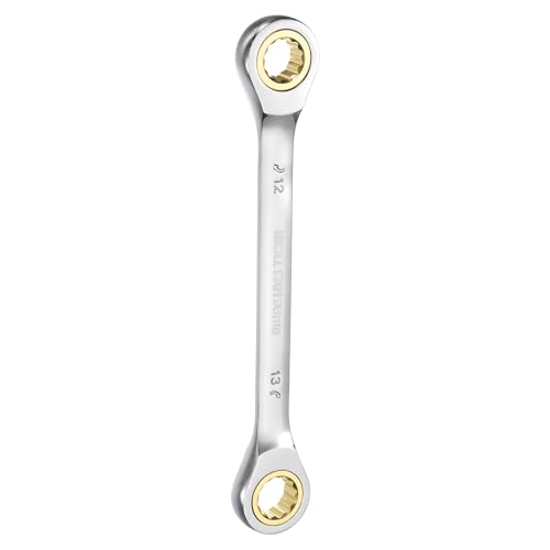 Image of sourcing map Double Box End Ratcheting Wrench 12mm-13mm CR-V Steel Metric 12 Point Ratchet Wrench Black Nickel Plating Box End Spanner Tool with 72 Tooth Gear for Auto Repair DIY Project