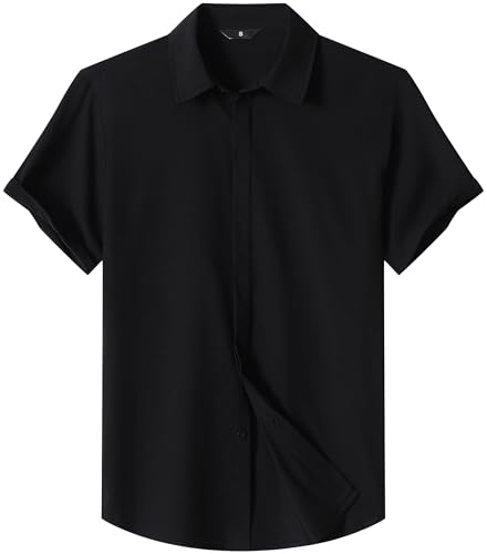 Men's Short Sleeve Button Down Shirt Lightweight Stretch Blend Summer Shirts Casual Vacation Beach Tops2