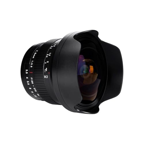 Camera Lens, Lente Ojo de pez de 7,5mm F3.5 for fotografía Ideal for cámara DSLR, Compatible con Canon EF Nikon F Mount D7500 EOS 80D 77D 850D,in Parts(EF)