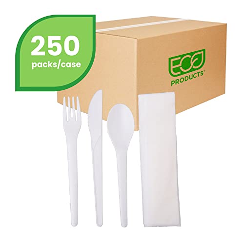 Eco-Products Ep-S015 Renewable Plant-Based Plastic Plantware Compostable Cutlery Kits, Includes Knife, Fork, And Spoon, White (Case Of 250) #TOP4