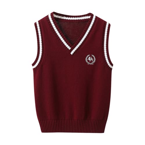Teen Girls Boys V Neck Sweater Vests School Uniform Sleeveless Knit Vest Kids Fall Winter Cotton Casual Loose Comfy Outfits