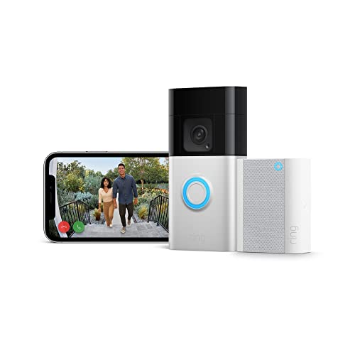Ring Battery Video Doorbell Plus + Ring Chime by Amazon | Wireless Video Doorbell camera with 1536p HD Video, Head-To-Toe View, Colour Night Vision