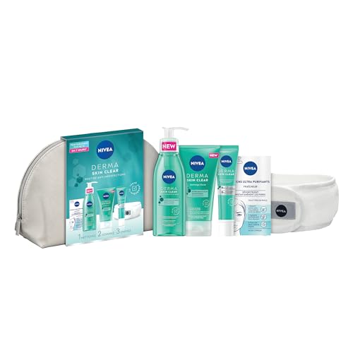 NIVEA Trousse Derma Skin Clear (1 x 1 pce), Trousse de toilette garnie contenant 4 soins visage...