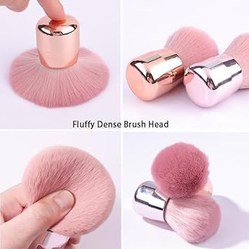 Professional Pink Kabuki Makeup Brush - Ultra Soft Synthetic Bristles with Premium Metallic Handle | Perfect for Face Powder, Foundation, Blending & Contouring 2