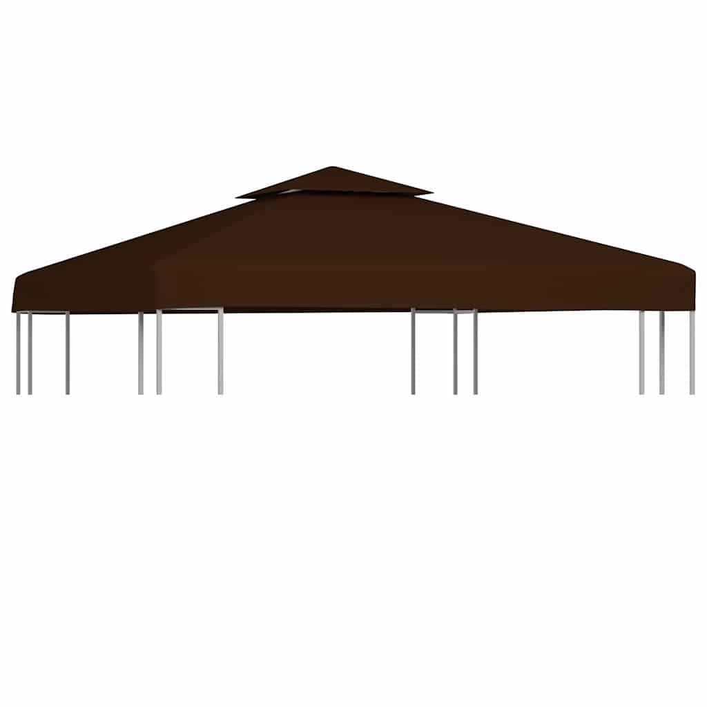 vidaXL Toile Supérieure Double de Belvédère Toit de Chapiteau Gazebo Jardin Terrasse Extérieur Protection Contre Le Soleil 310 g/m² 3x3 m Marron