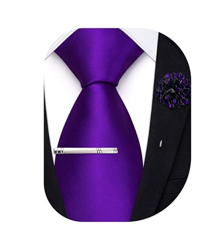 Image of Hi-Tie Men's Extra Long Solid Satin Tie Set 63 Inch /70 Inch Formal Necktie
