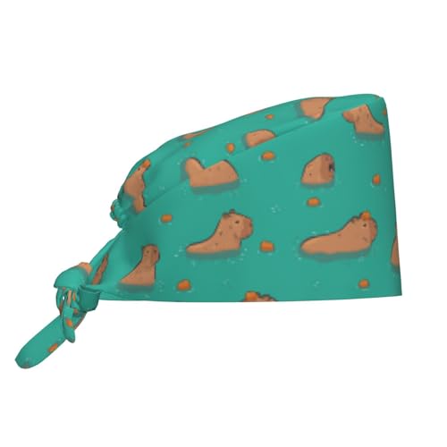 Image of Working Cap Scrub Cap with Sweatband Adjustable Unisex Women Tie Back Hat Nurse Surgical Caps