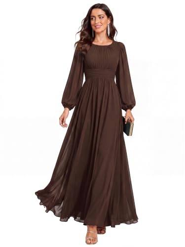 Image of Ever-Pretty Women's Chiffon Long Sleeve Formal Wedding Guest Dresses