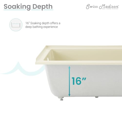 Image of Swiss Madison Voltaire 60 inch x 30 inch Left-Hand Drain Alcove Bathtub in Bisque