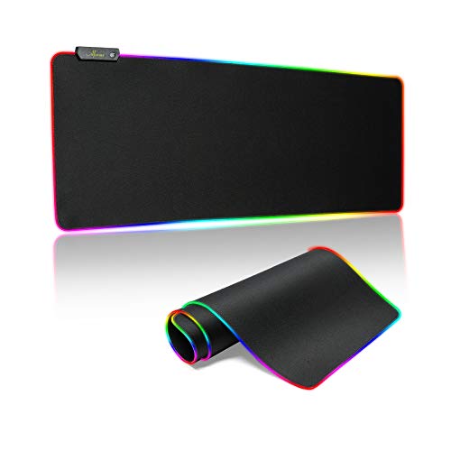 RGB Gaming Mouse Pad,Afoxsos Large Extended Led Mouse Pad with 14 Lighting Modes & 2 Brightness,Waterproof Surface RGB Mouse Pad,Anti-Slip Rubber Base Gaming Mouse Pad for Gamer(31.5 x 11.8 inch)